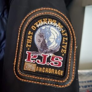 Size small; down-filled bomber jacket.